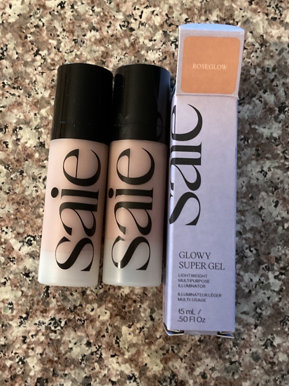 Saie Mini Glowy Super Gel  SET OF 2, 1 new in box 1 used 2 times 15 ml .50 fl oz